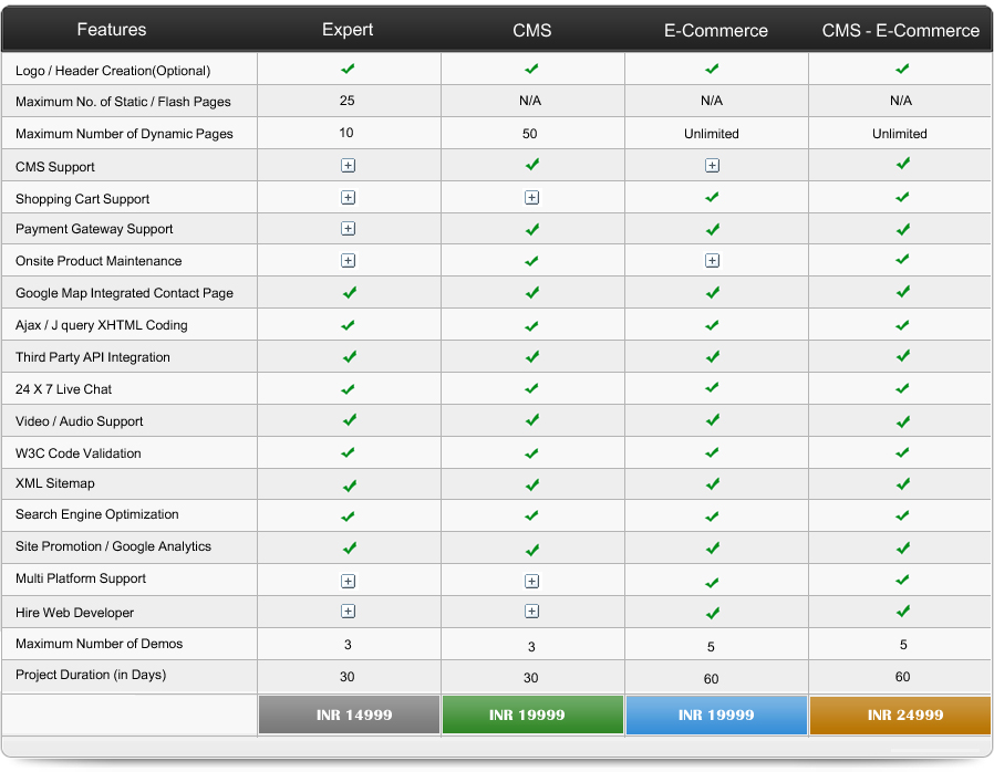 website development packages